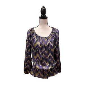Purple Med Petite Michael Kors Peasant Blouse